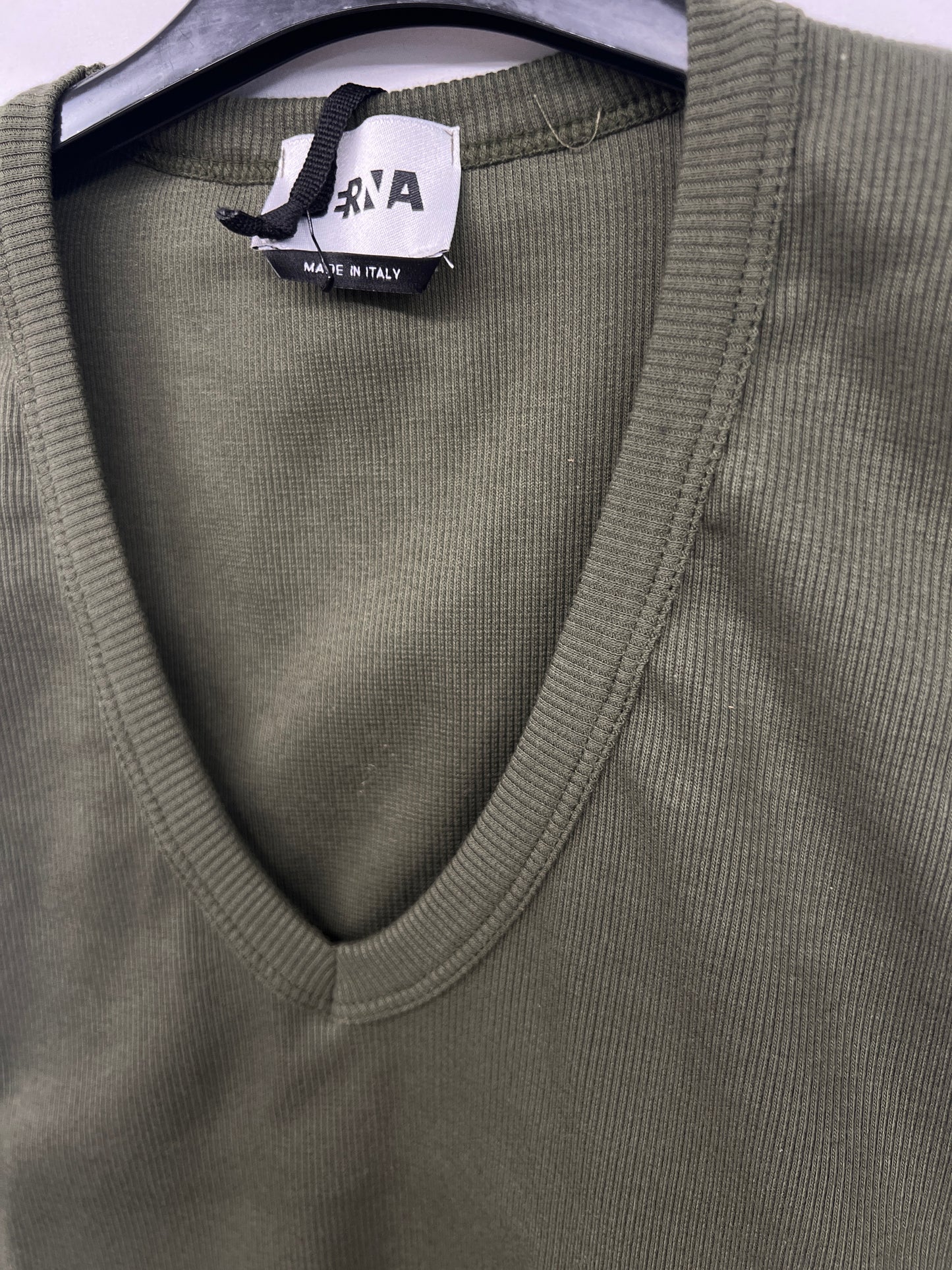 Canotta Donna a Costine verde muschio in Cotone Berna - Seipuntozerostore
