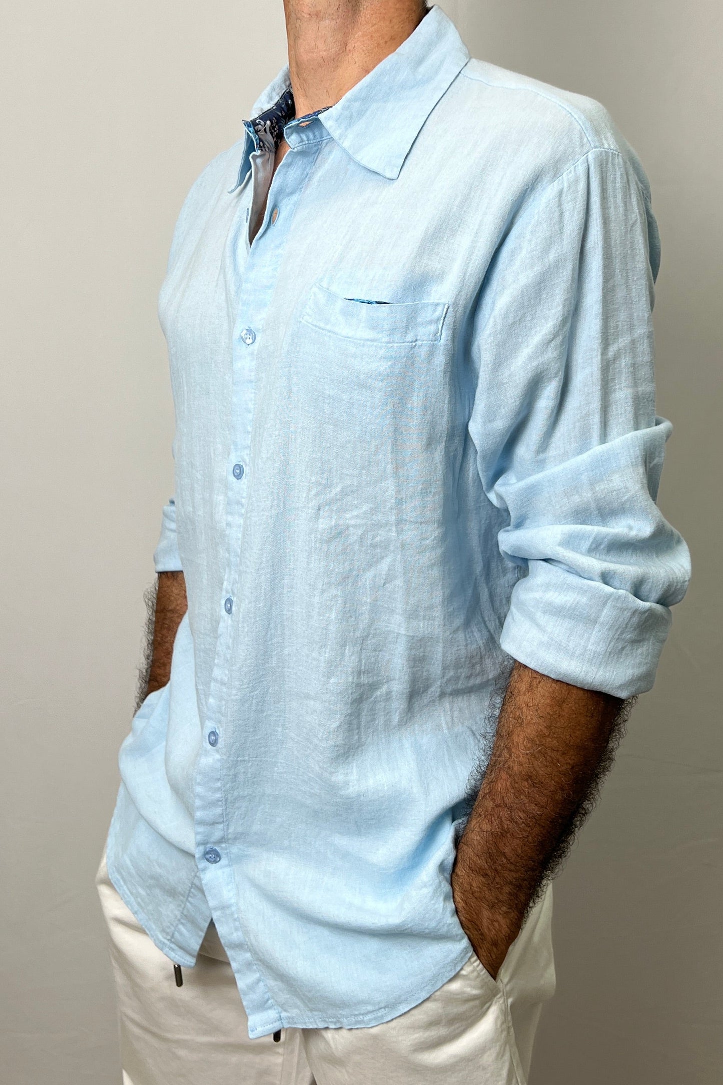 Camicia in lino azzurro V2