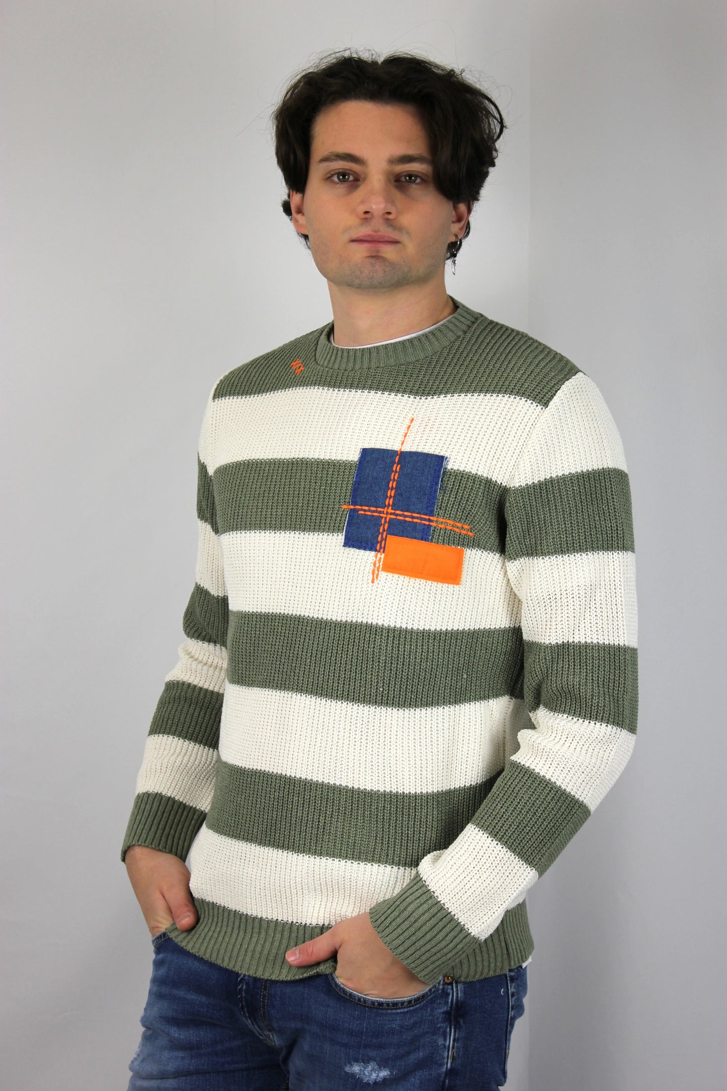 Maglione inglese rigato pesto V2 - Seipuntozerostore