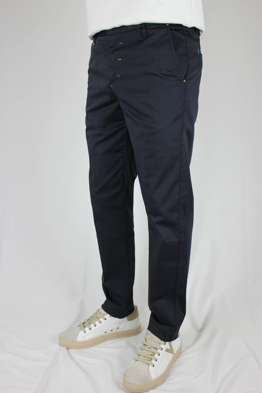 Pantalone Chinos raso blu Berna - Seipuntozerostore