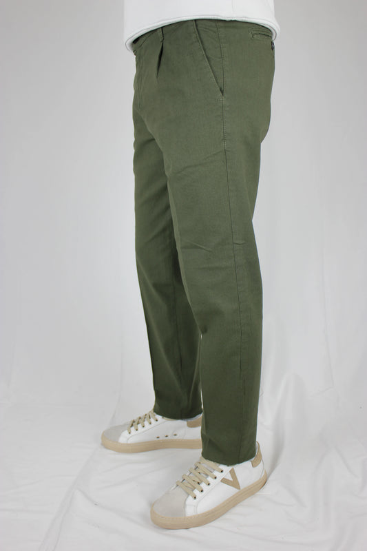 Pantalone pinces in cotone lino verde Seipuntozerostore - Seipuntozerostore