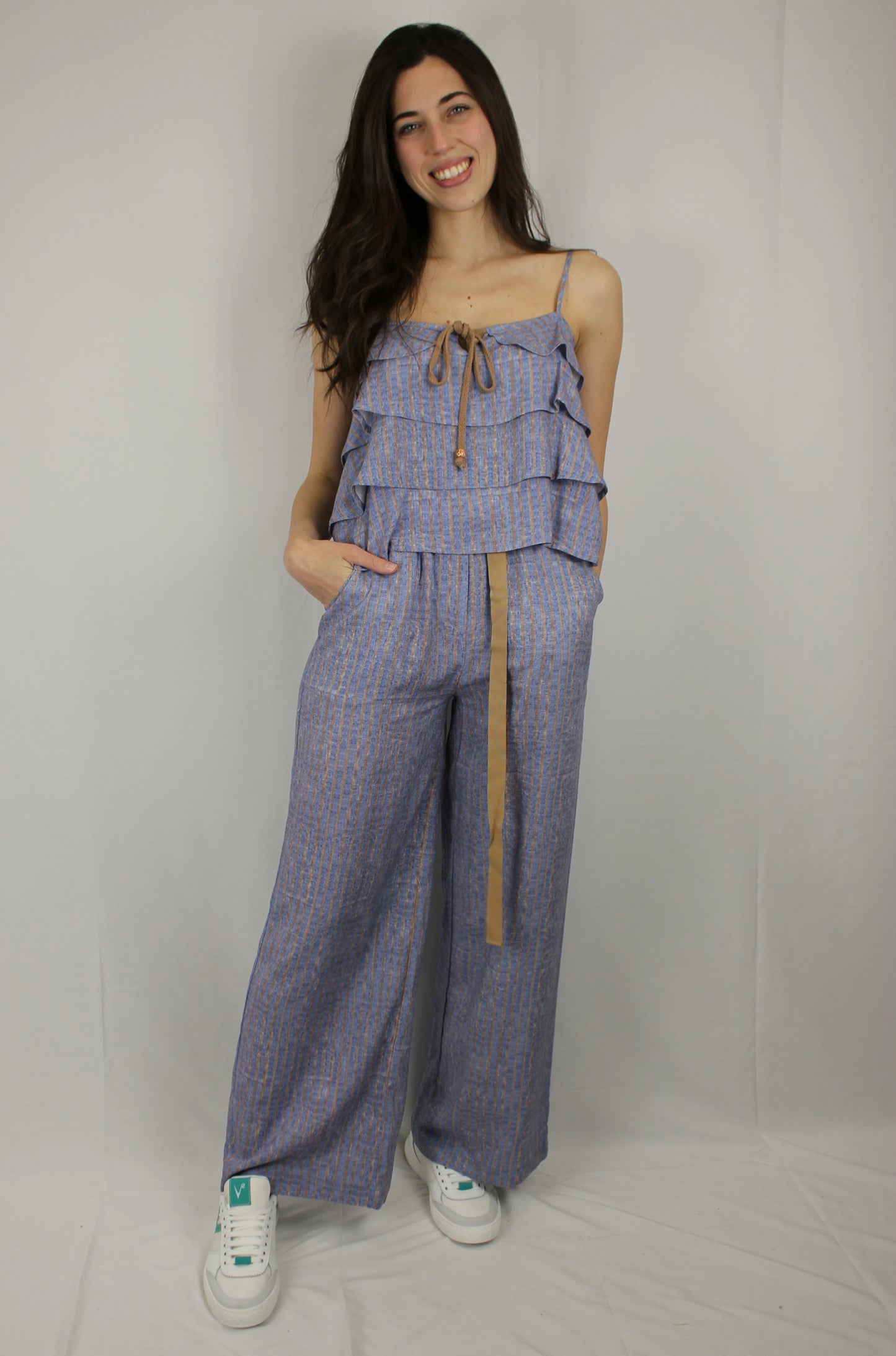 Pantalone a palazzo rigato in lino Markup - Seipuntozerostore
