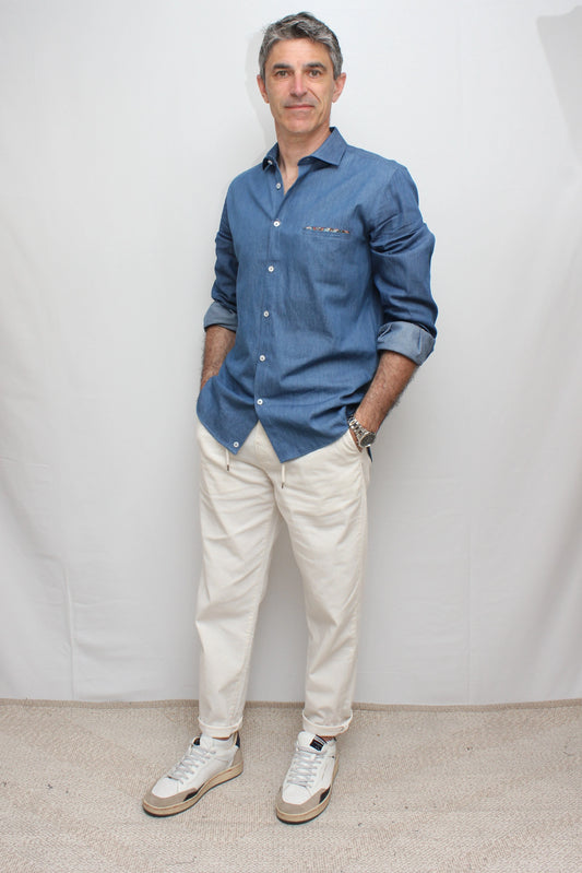 Camicia Jeans con Pochette e dettagli in tessuto V2 - Seipuntozerostore