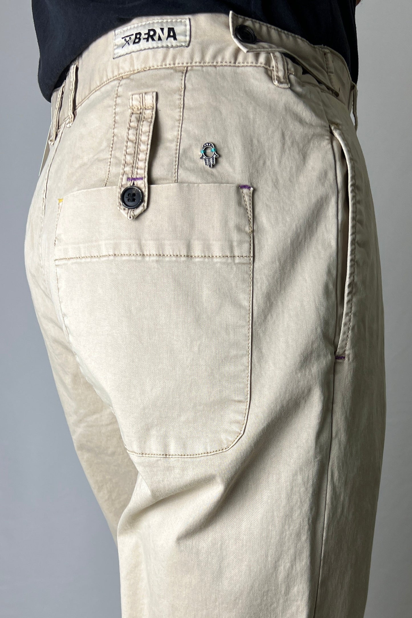 Pantalone Cropped  in Gabardina Beige Berna