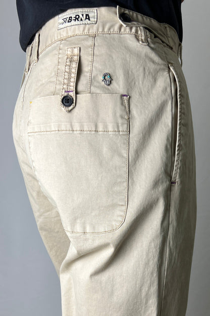 Pantalone Cropped  in Gabardina Beige Berna