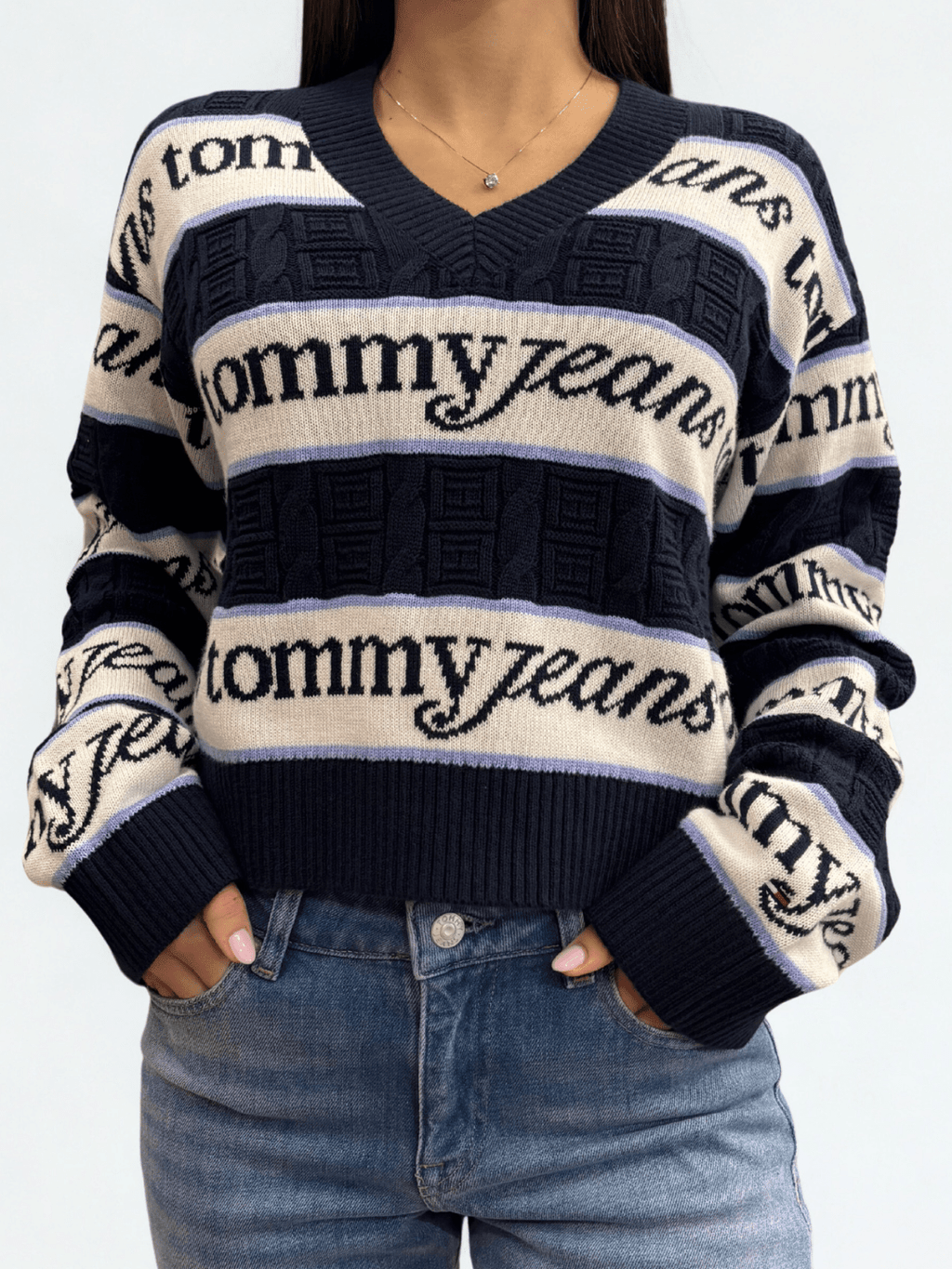 Pullover relaxed fit a righe con logo Tommy Jeans - Seipuntozerostore
