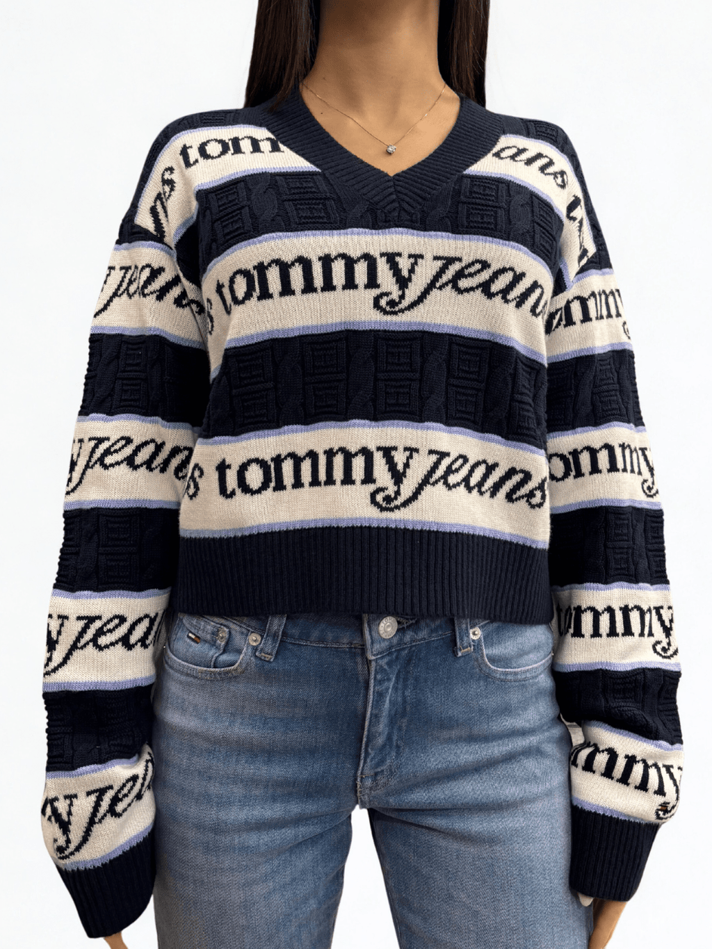 Pullover relaxed fit a righe con logo Tommy Jeans - Seipuntozerostore