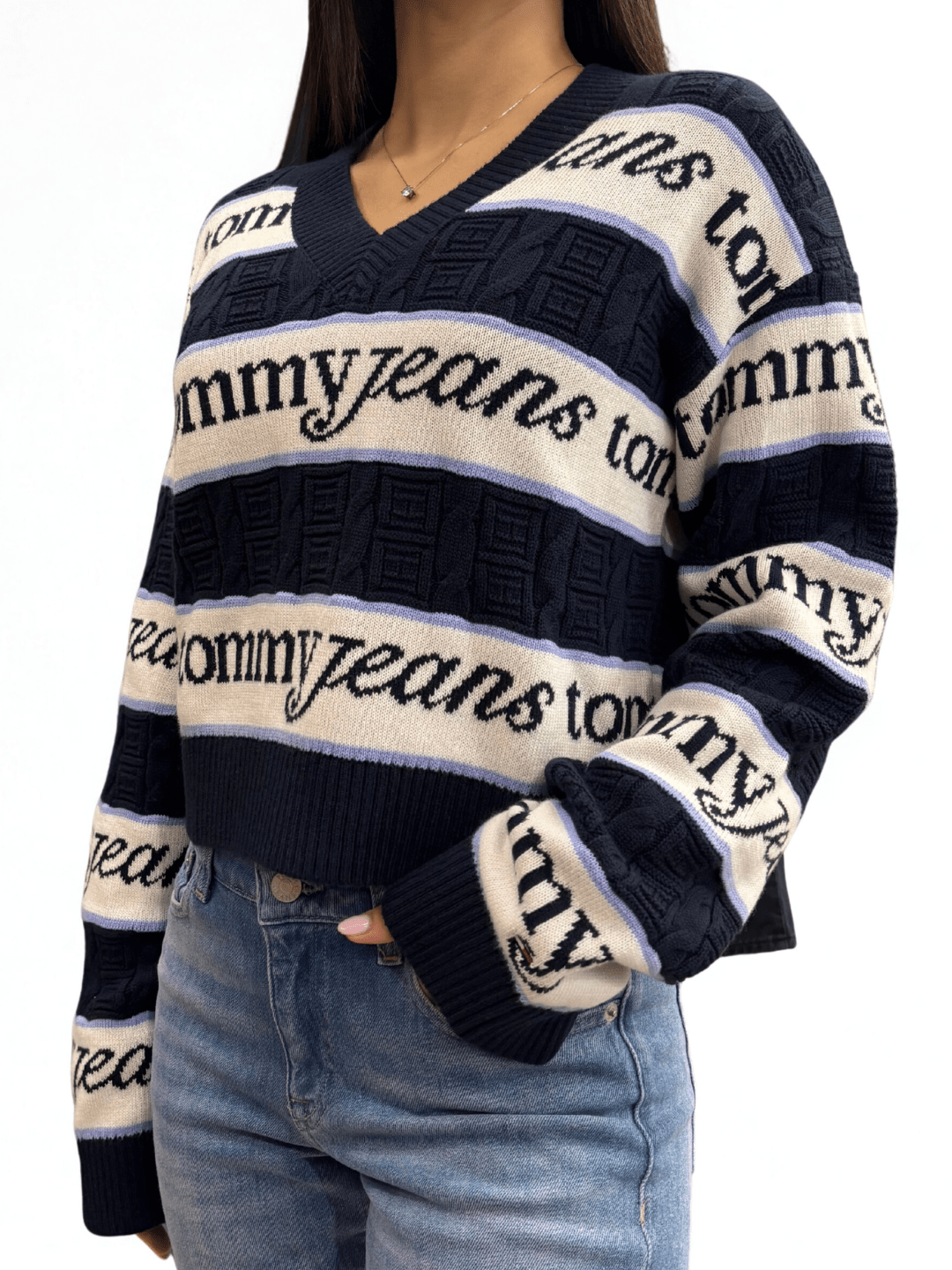 Pullover relaxed fit a righe con logo Tommy Jeans - Seipuntozerostore