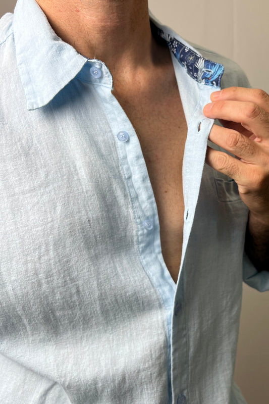 Camicia in lino azzurro V2 - Seipuntozerostore
