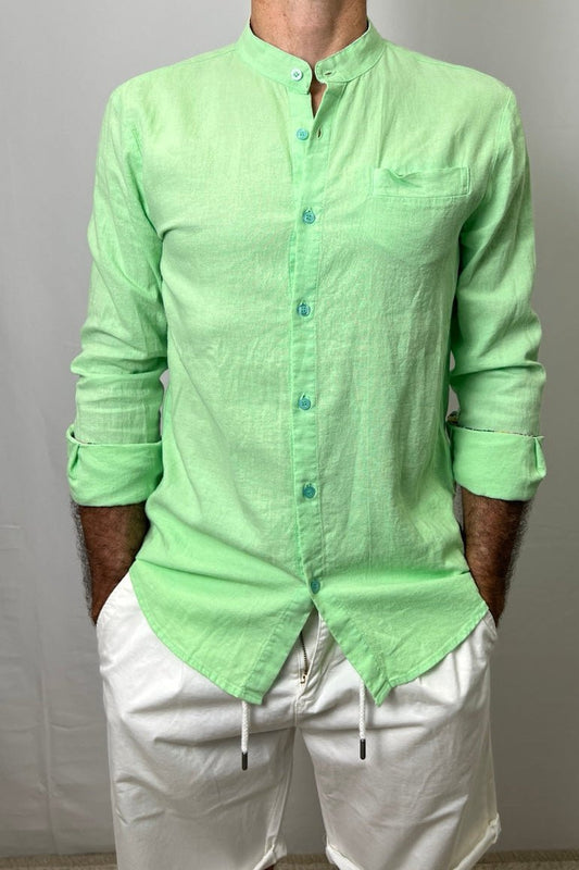 Camicia in lino coreana verde V2 - Seipuntozerostore