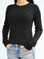 Pullover slim fit in maglia intrecciata nero Tommy Jeans - Seipuntozerostore