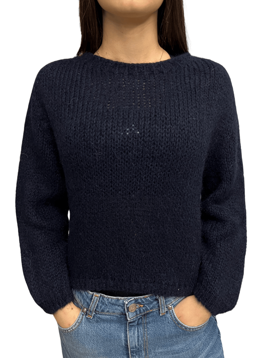 Girocollo in misto mohair blu Berna - Seipuntozerostore