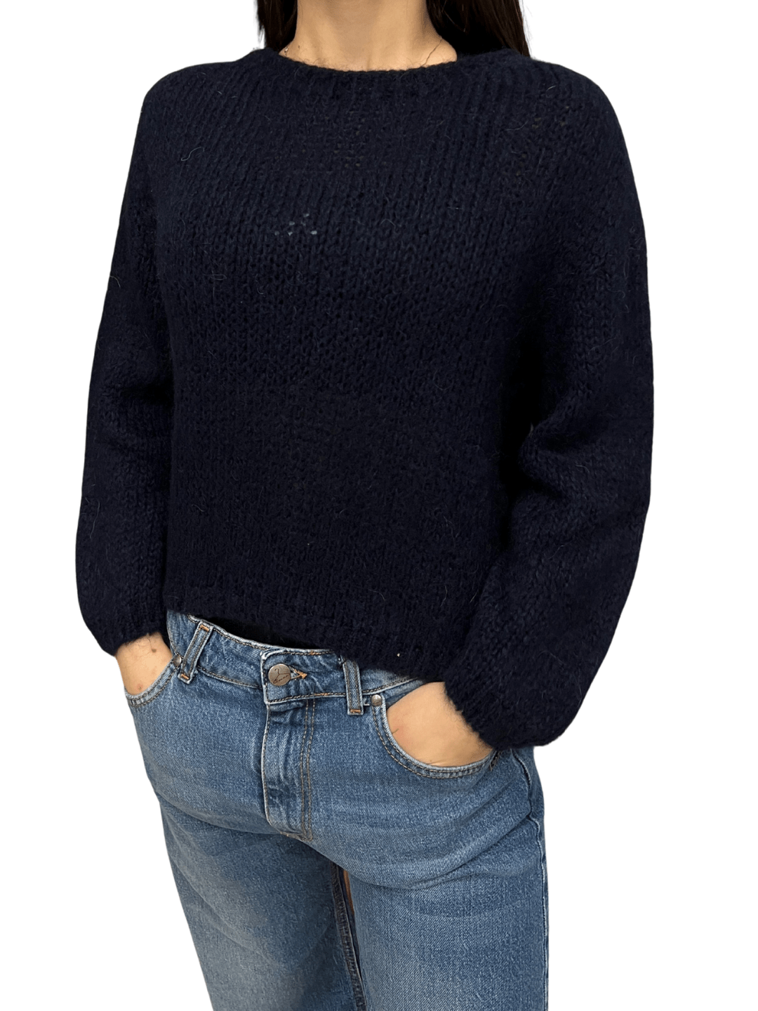 Girocollo in misto mohair blu Berna - Seipuntozerostore