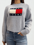 Pullover relaxed fit mélange con bandiera Vintage Iris Tommy Jeans - Seipuntozerostore