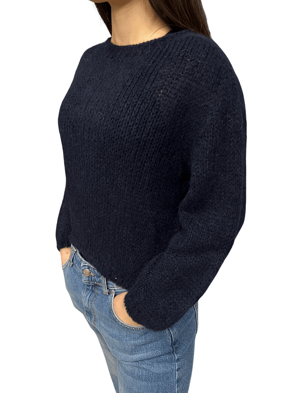 Girocollo in misto mohair blu Berna - Seipuntozerostore