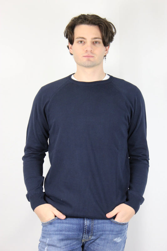 Maglione puro cotone blu V2 - Seipuntozerostore