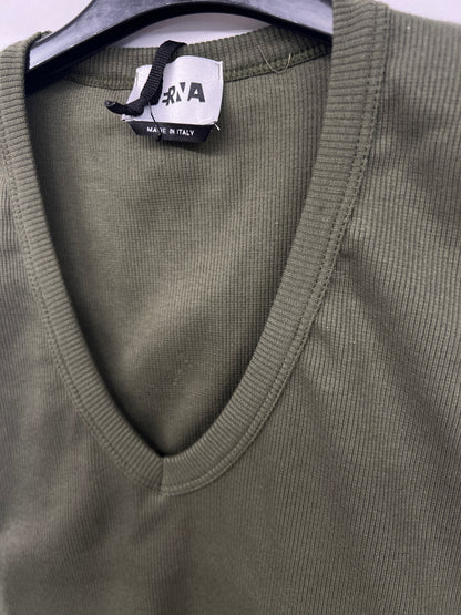 Canotta Donna a Costine verde muschio in Cotone Berna - Seipuntozerostore