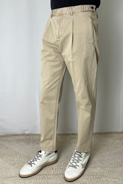 Pantalone Cropped  in Gabardina Beige Berna