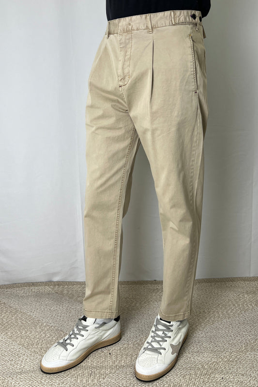 Pantalone Cropped in Gabardina Beige Berna - Seipuntozerostore