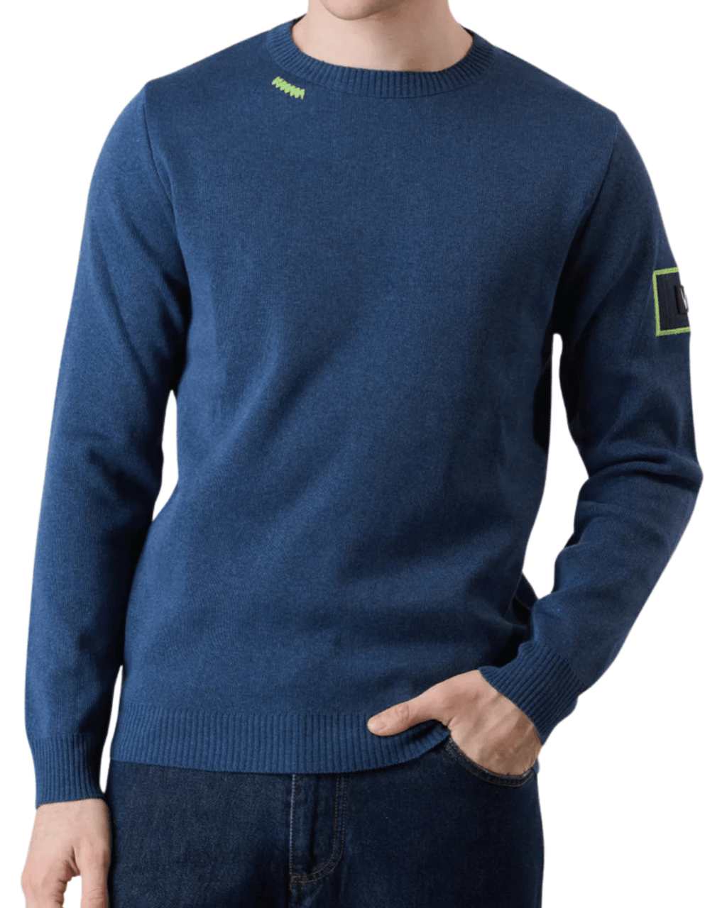 Maglione punto stoffa con patchwork ricamata in tessuto V2 - Seipuntozerostore