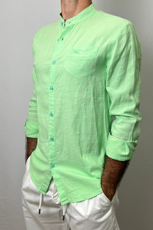 Camicia in lino coreana verde V2 - Seipuntozerostore
