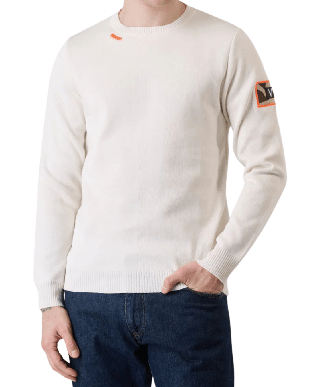 Maglione punto stoffa con patchwork ricamata in tessuto V2 - Seipuntozerostore