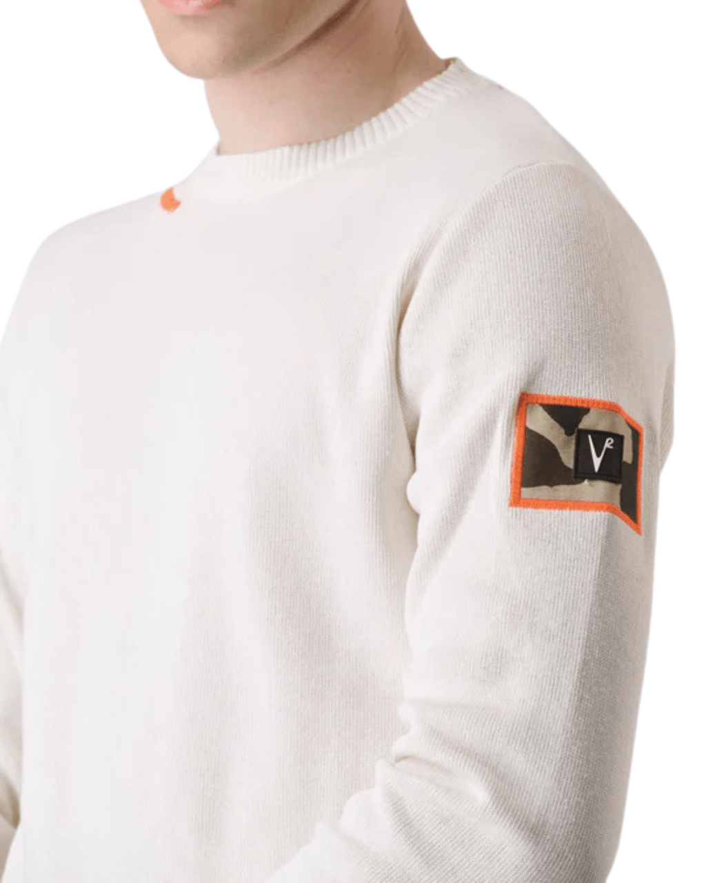 Maglione punto stoffa con patchwork ricamata in tessuto V2 - Seipuntozerostore