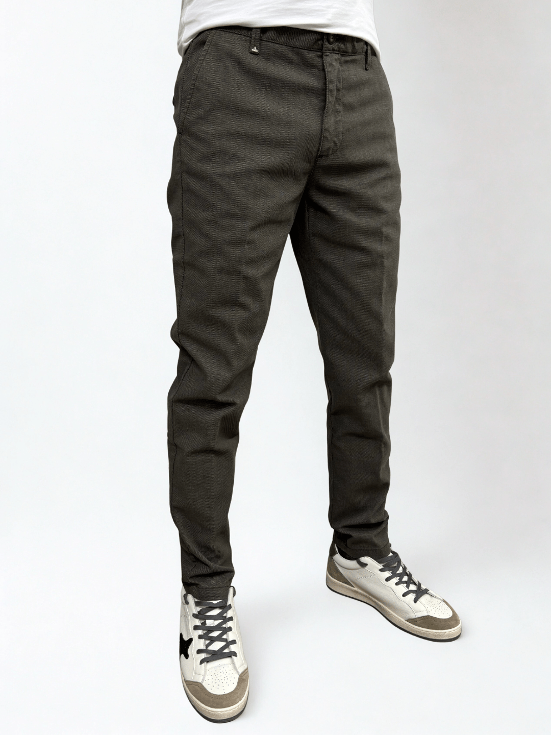 Pantalone slim fit con cinturino regolabile Verde oliva Berna - Seipuntozerostore