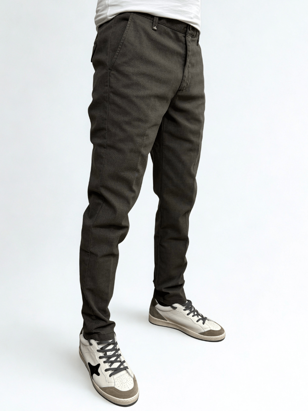 Pantalone slim fit con cinturino regolabile Verde oliva Berna - Seipuntozerostore