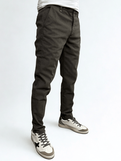 Pantalone slim fit con cinturino regolabile Verde oliva Berna - Seipuntozerostore