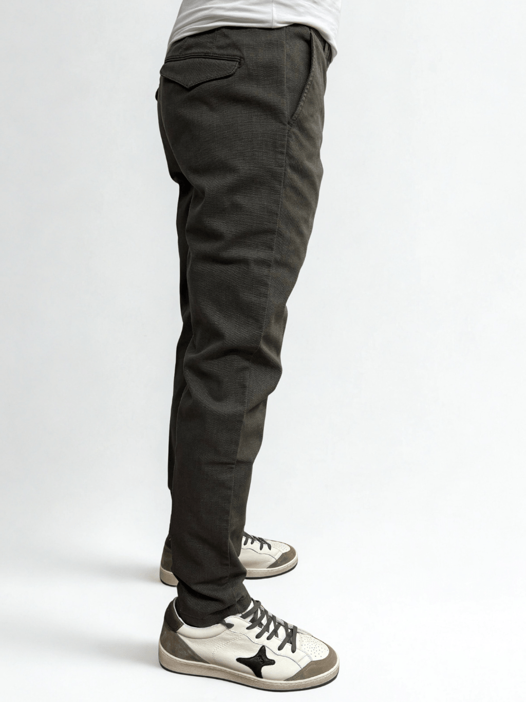 Pantalone slim fit con cinturino regolabile Verde oliva Berna - Seipuntozerostore