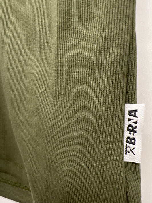 Canotta Donna a Costine verde muschio in Cotone Berna - Seipuntozerostore
