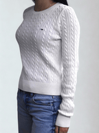 Pullover slim fit in maglia intrecciata bianco Tommy Jeans - Seipuntozerostore