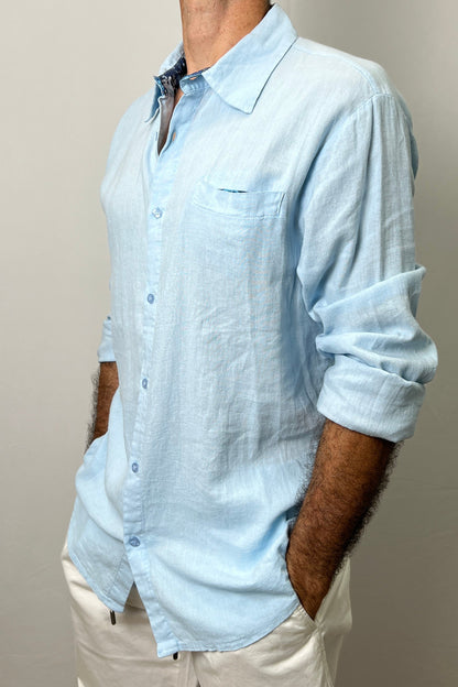 Camicia in lino azzurro V2