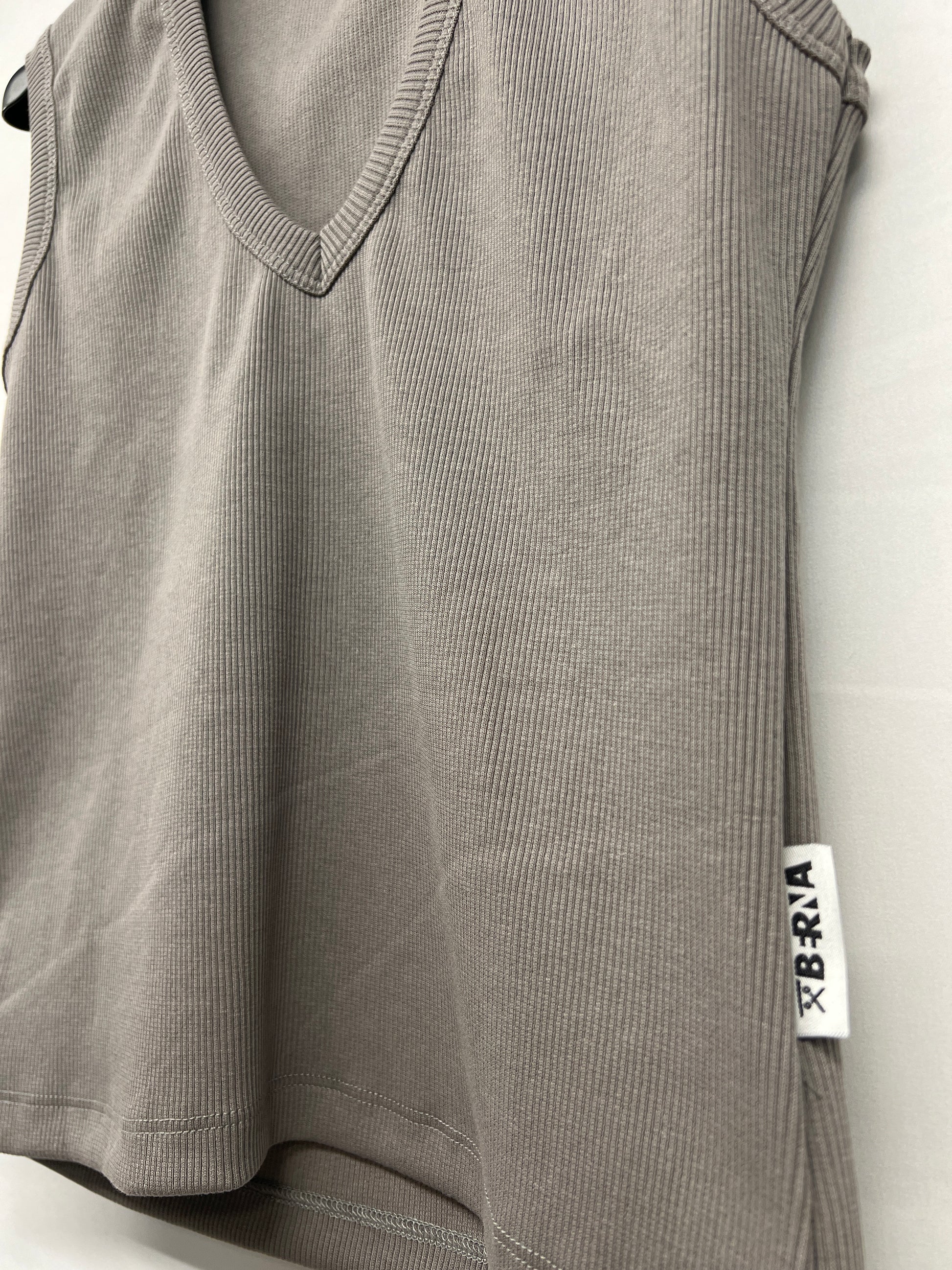 Canotta Donna a Costine grigio piombo in Cotone Berna - Seipuntozerostore