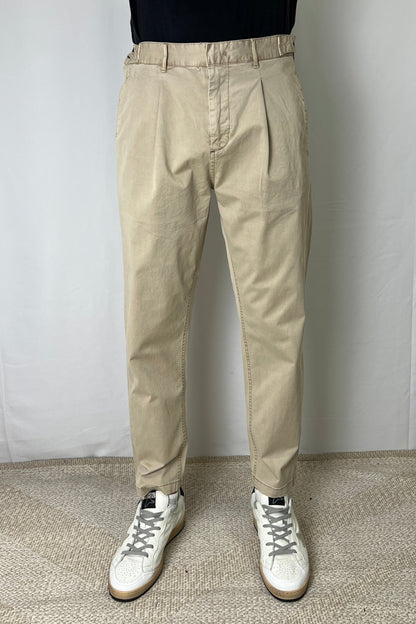 Pantalone Cropped  in Gabardina Beige Berna
