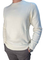 Maglia giro collo misto lana ecru Block Eleven - Seipuntozerostore