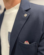 Giacca Monopetto Sartoriale Blu con interni e pochette in tessuto V2 - Seipuntozerostore