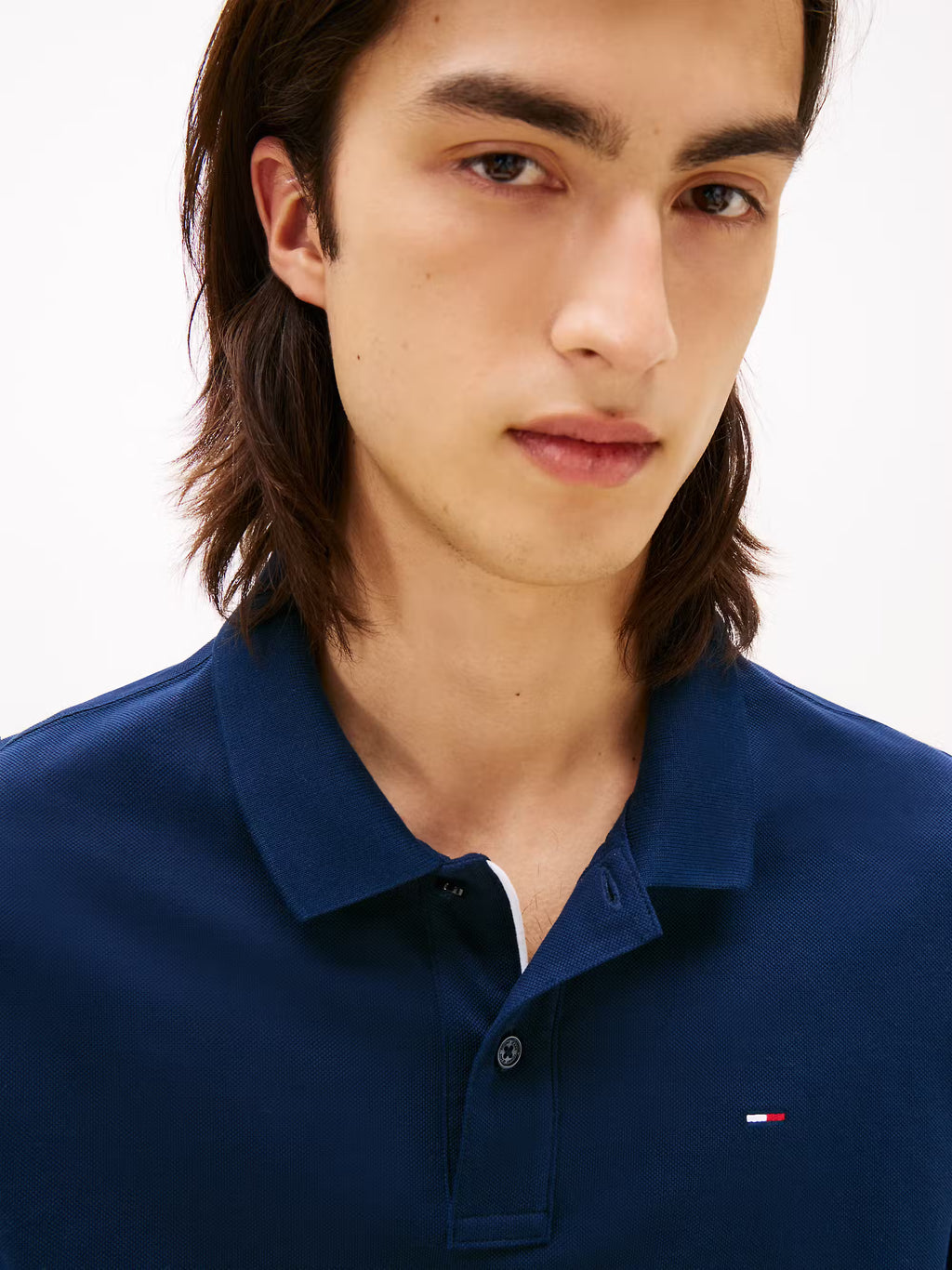 Polo Slim Placket Polo LS EXT Blu Tommy Jeans