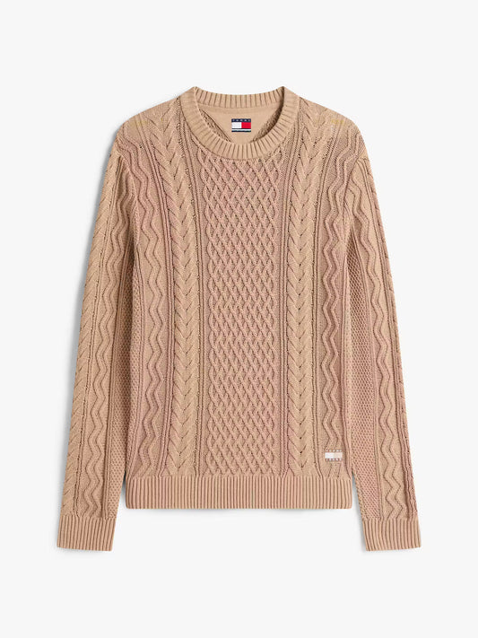 TJM SLM BADGE CABLE KNIT SWEATER PULLOVER TOMMY JEANS