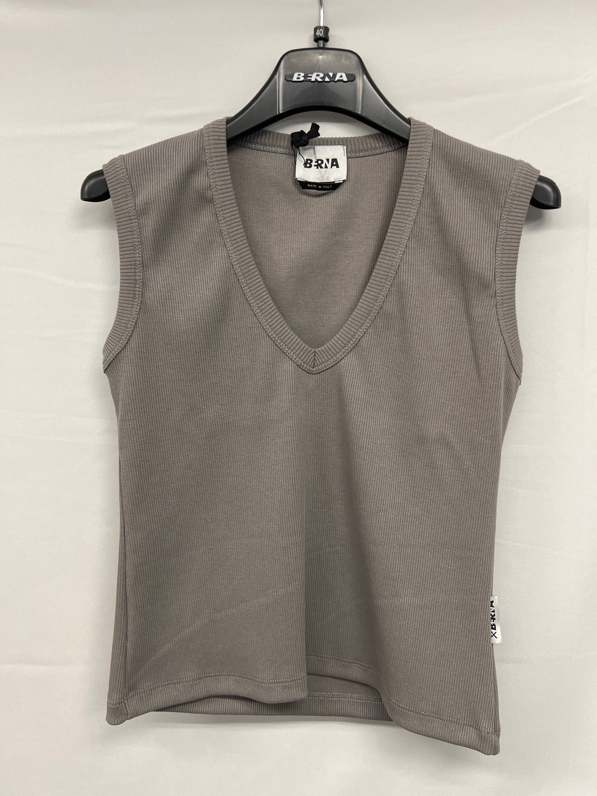 Canotta Donna a Costine grigio piombo in Cotone Berna - Seipuntozerostore