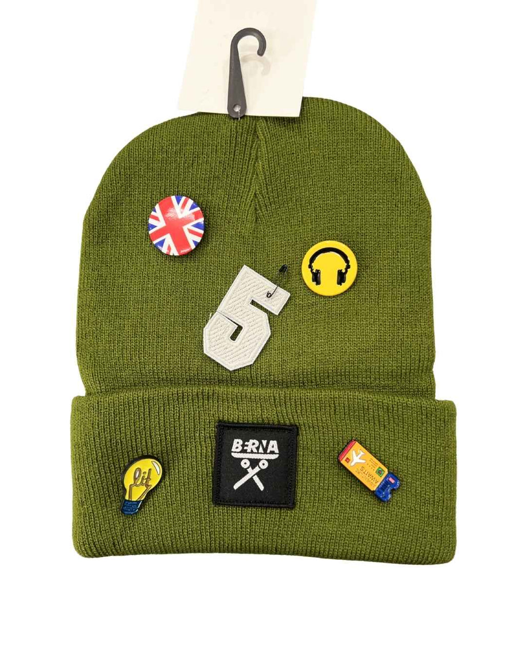Berretto liscio verde con spille personalizzabile Berna - Seipuntozerostore