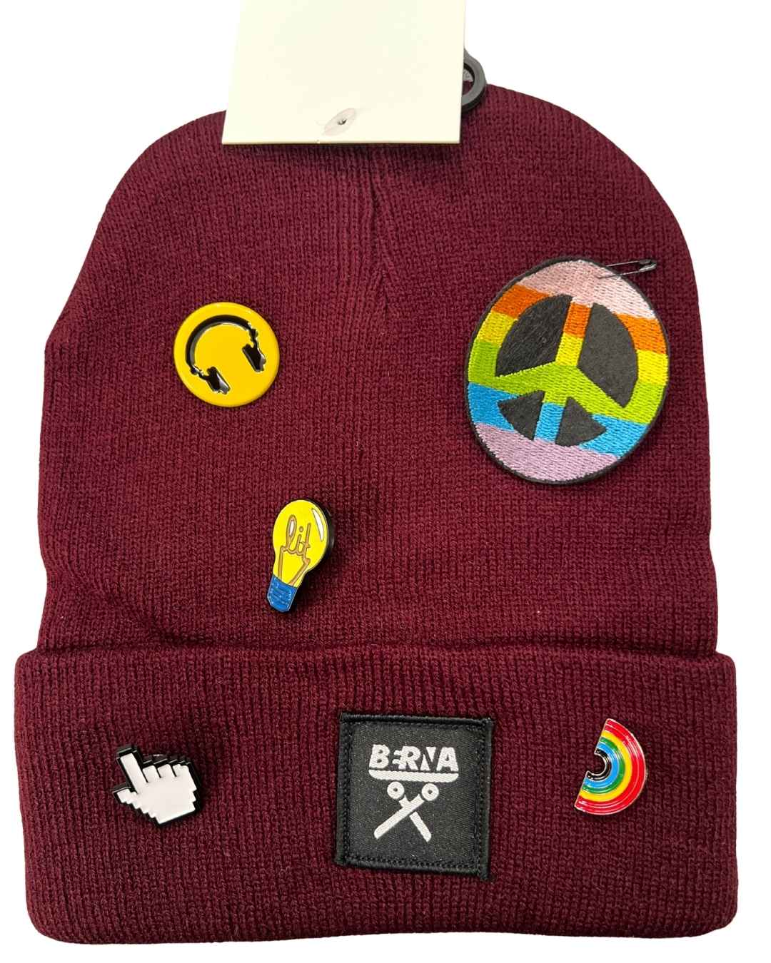 Berretto liscio bordeaux con spille personalizzabile Berna - Seipuntozerostore