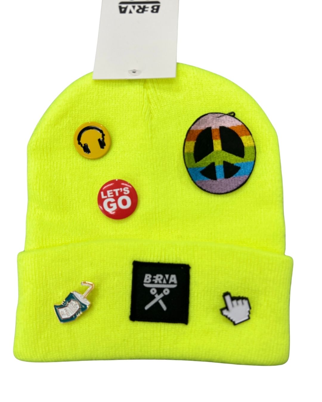 Berretto liscio giallo fluo con spille personalizzabile Berna - Seipuntozerostore