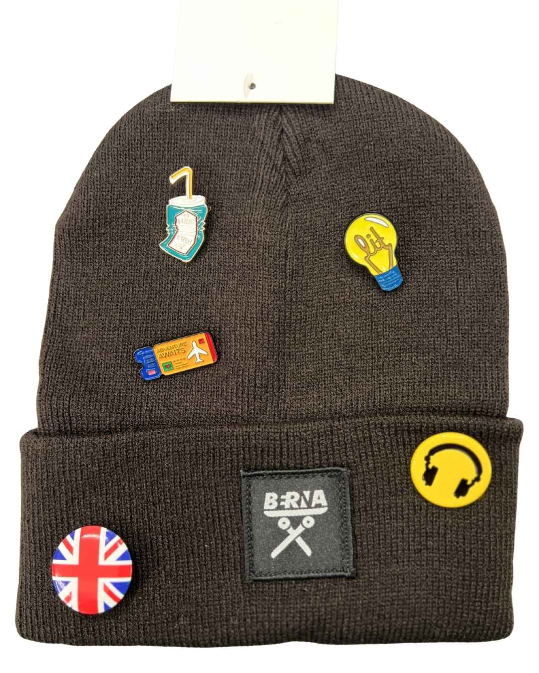 Berretto liscio Cioccolato con spille personalizzabile Berna - Seipuntozerostore