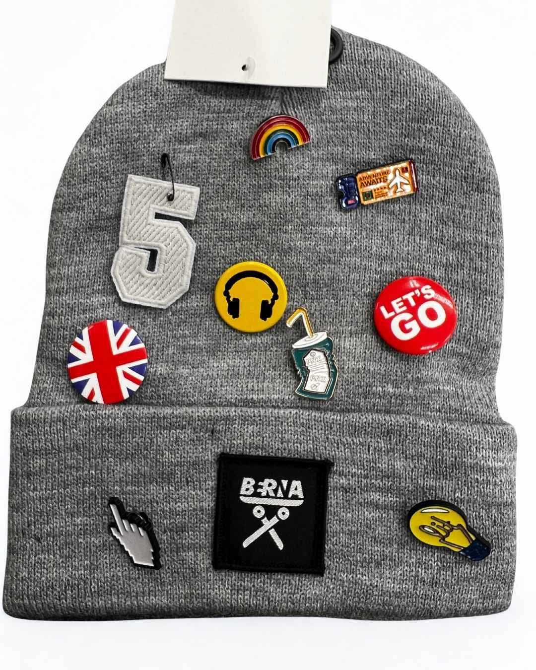 Berretto liscio grigio con spille personalizzabile Berna - Seipuntozerostore