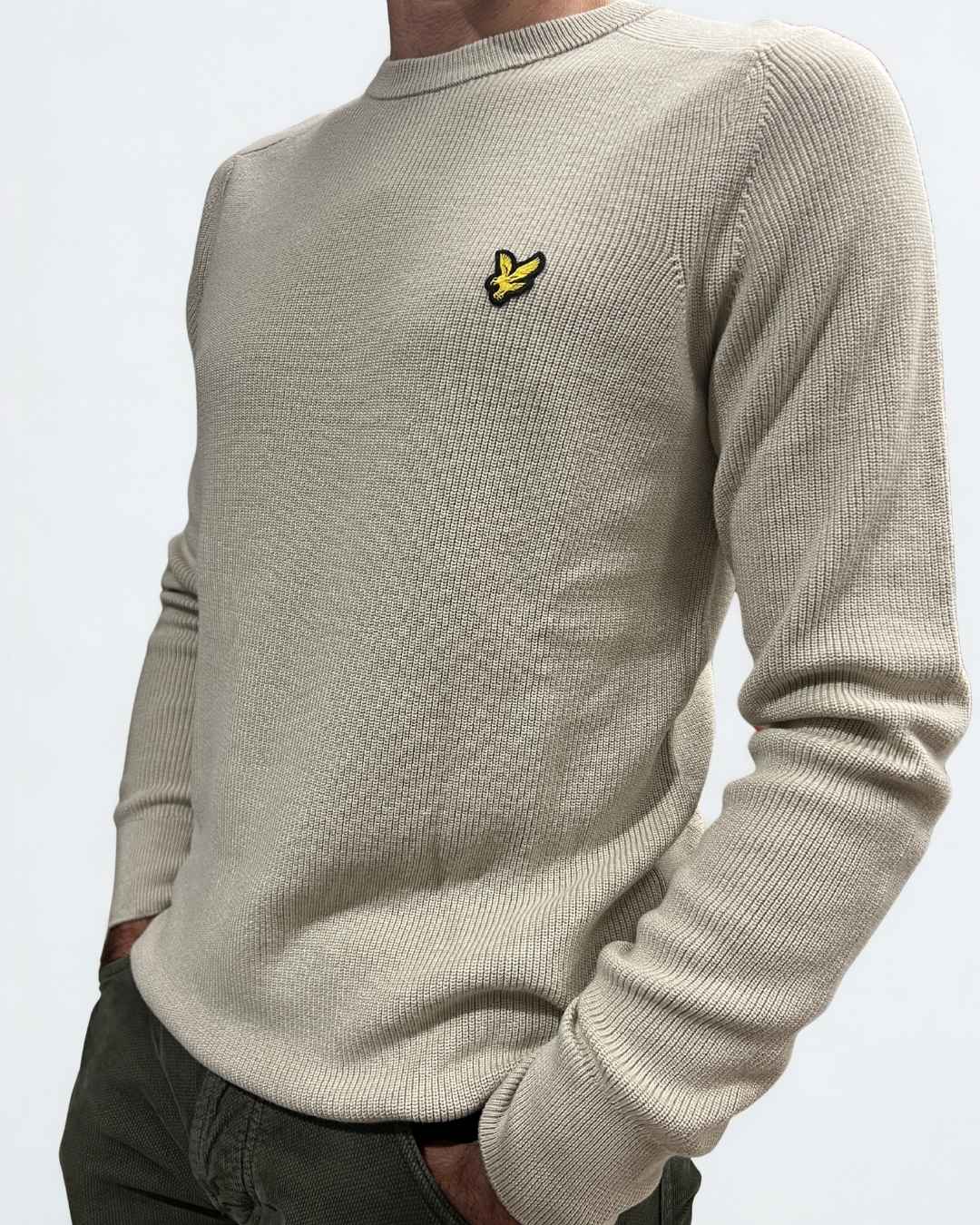 Maglia Grey Taupe Engineered Rib Crew Neck Lyle & Scott - Seipuntozerostore