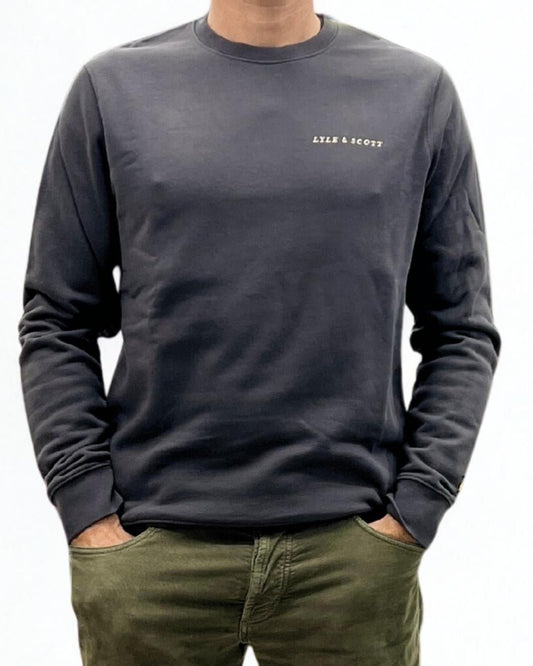 Felpa Embroidered Crew Neck Sweatshirt Grigio Lyle & Scott - Seipuntozerostore
