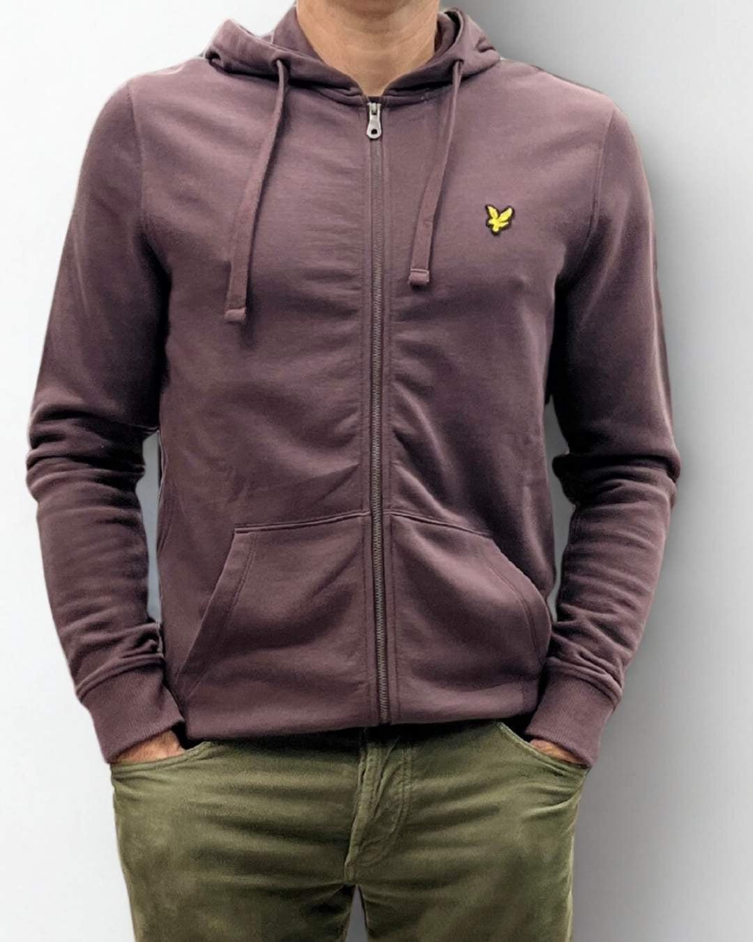 Felpa con cappuccio e zip intera in cotone Loopback Espresso Lyle & Scott - Seipuntozerostore