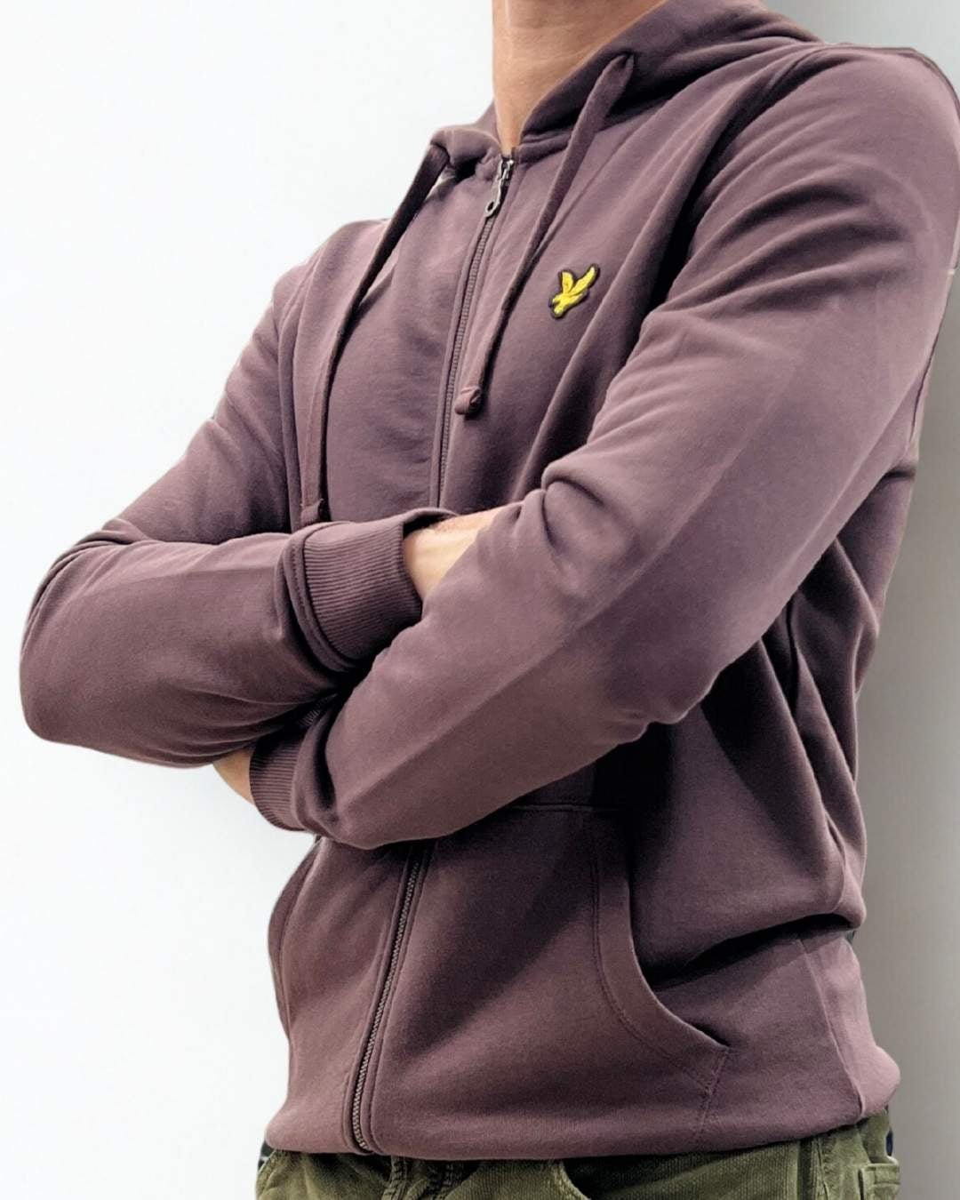 Felpa con cappuccio e zip intera in cotone Loopback Espresso Lyle & Scott - Seipuntozerostore